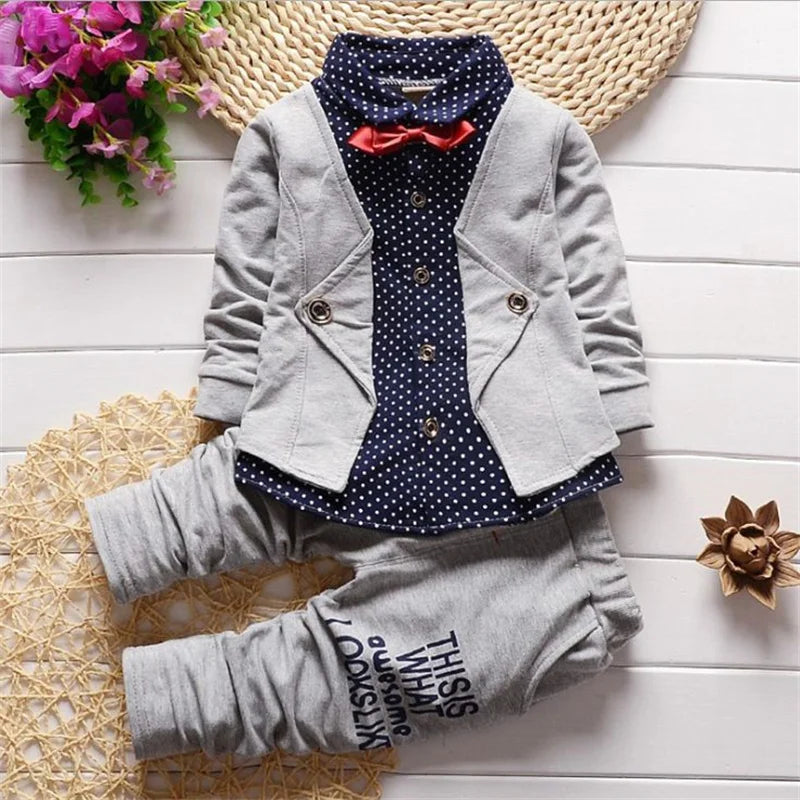 Toddler Boys' 3-Piece Polka Dot Suit Set with Bow Tie