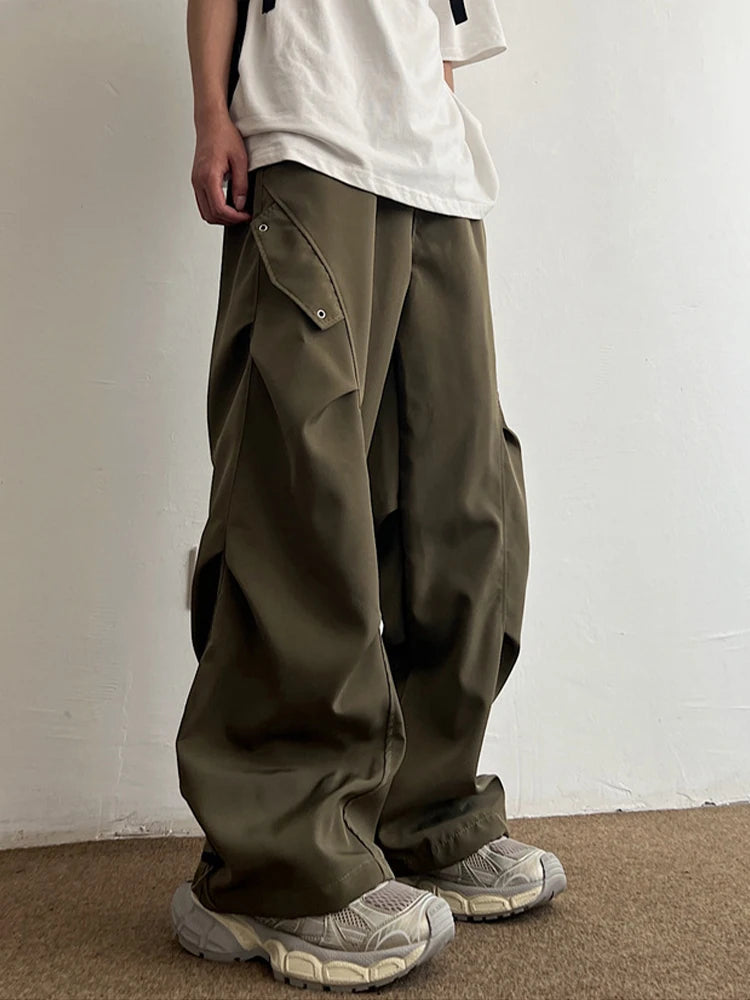 Techwear Parachute Cargo Pants - Men's Hip Hop Wide Leg Streetwear