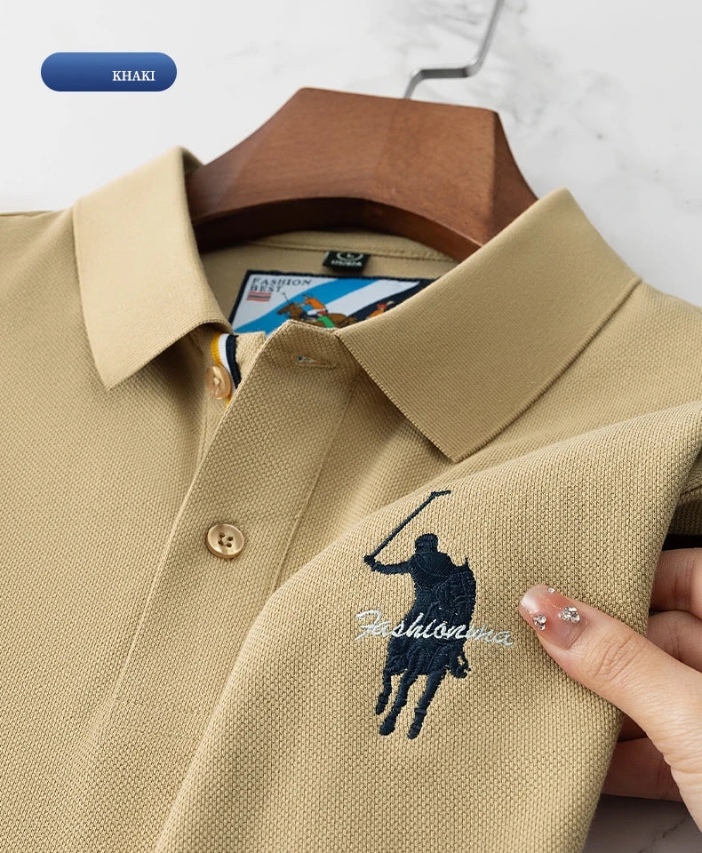 Men's Embroidered Cotton Polo Shirt – Breathable Summer Fit