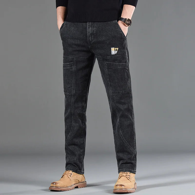 Men’s Fashion Print Straight-Cut Jeans