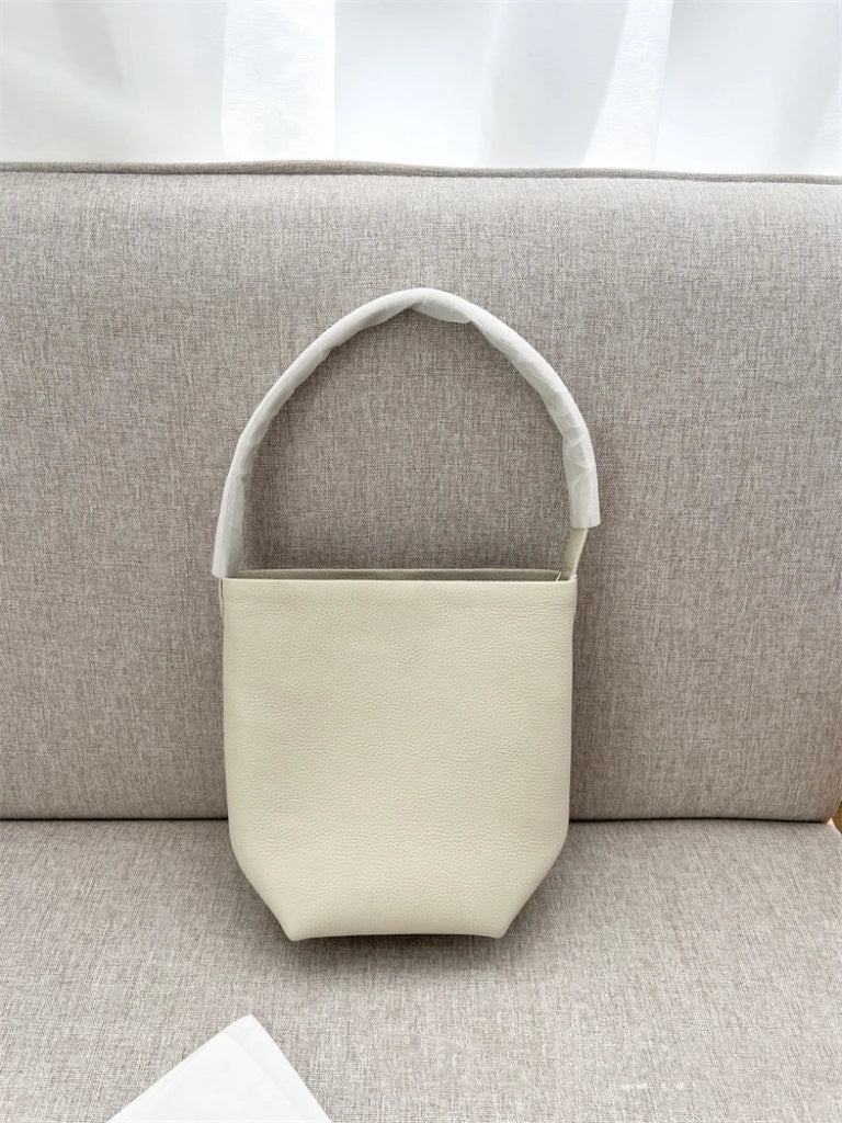 25 year new cowhide lychee pattern single shoulder commuting versatile large capacity bucket bag