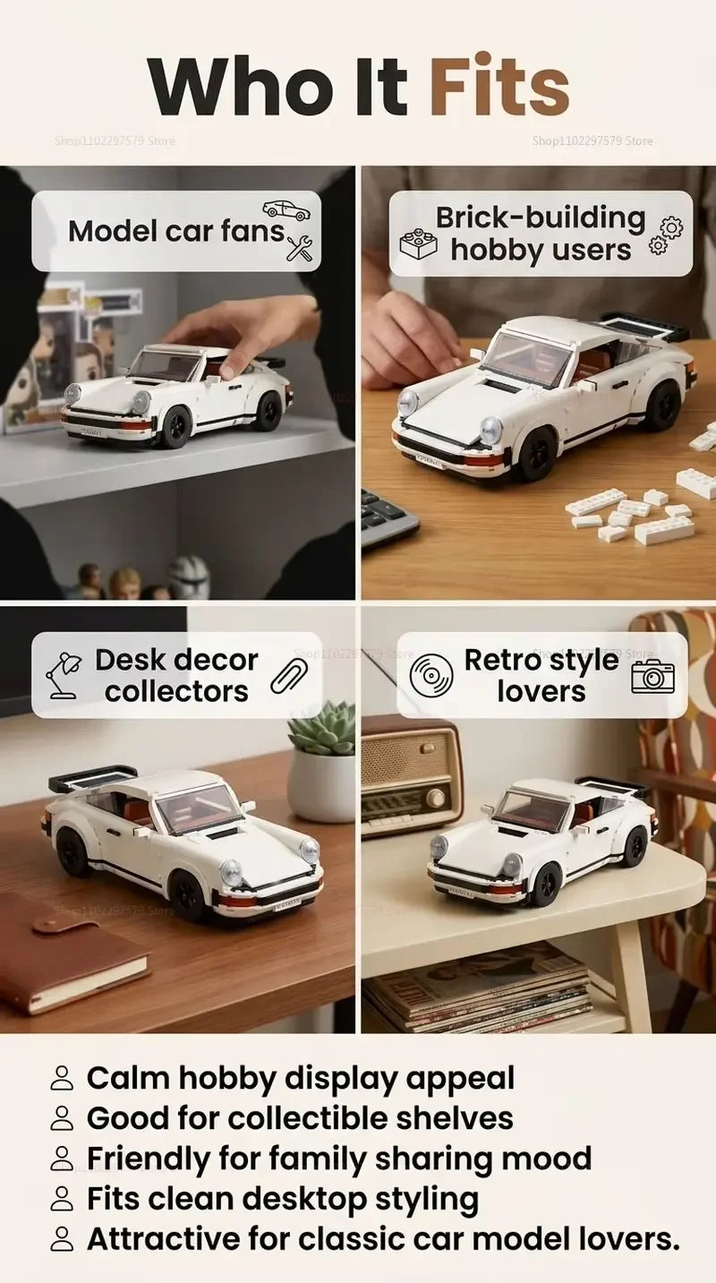 1458PCS Retro Car Building Blocks Set 2in1 Race Car Classic Car STEM Toy forTeens Adults Creative DIY Gift for  Christmas