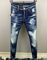 ICON BRAND Men Jeans Dsq2 Denim Pants Hole Slim Pencil Trousers Buttons Party Clothes coolguy D2 JEANS for husband blue