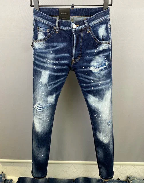 ICON BRAND Men Jeans Dsq2 Denim Pants Hole Slim Pencil Trousers Buttons Party Clothes coolguy D2 JEANS for husband blue