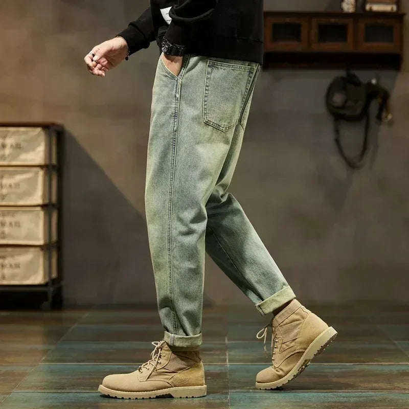 Men's Retro Loose Denim Harem Pants | Harajuku Style