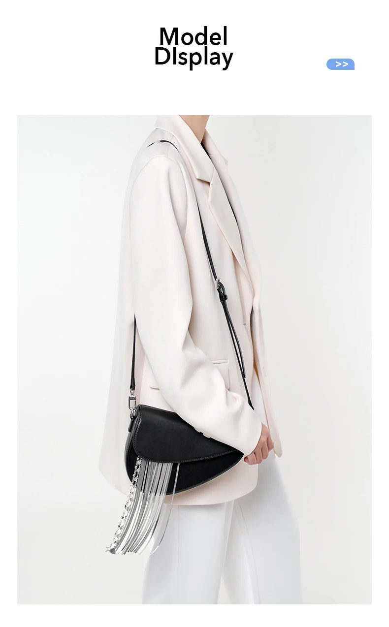 BAFELLI 2025 NEW LUXURY WOMAN BAGS LEATHER STYLISH INDIVIDUALITY FASHION TASSELS PURSE SHOULDER CROSSBODY HANDBAGS FEMALE SADDLE