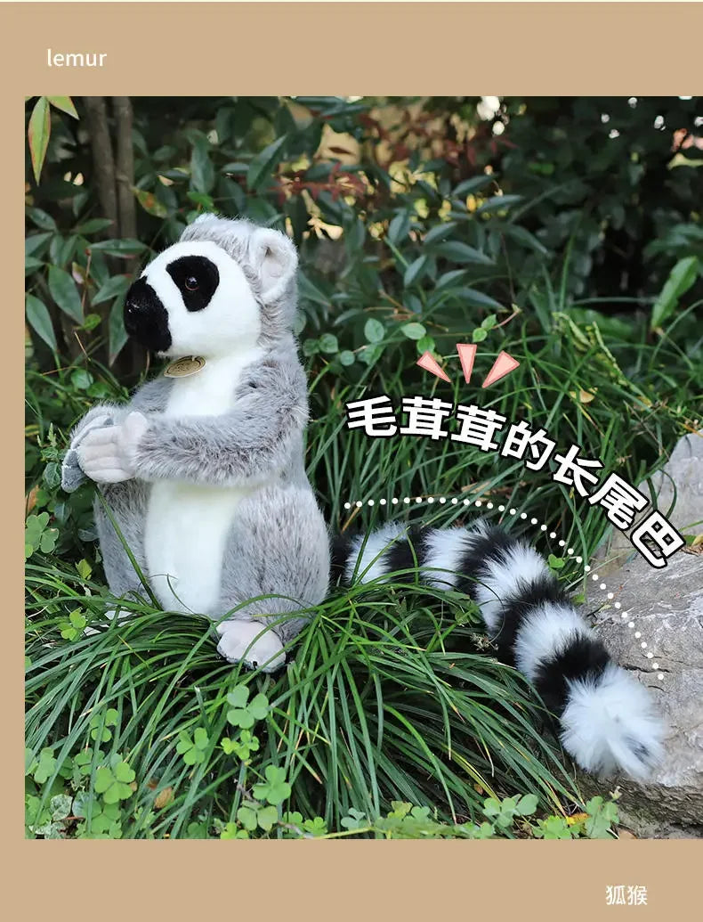28cm Wild Lemur Plush Toy – Lifelike Stuffed Animal