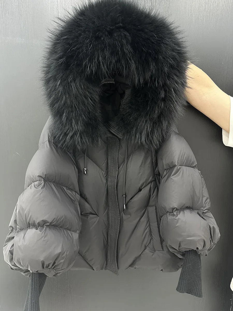 Winter Large Fur Hooded Down Jacket