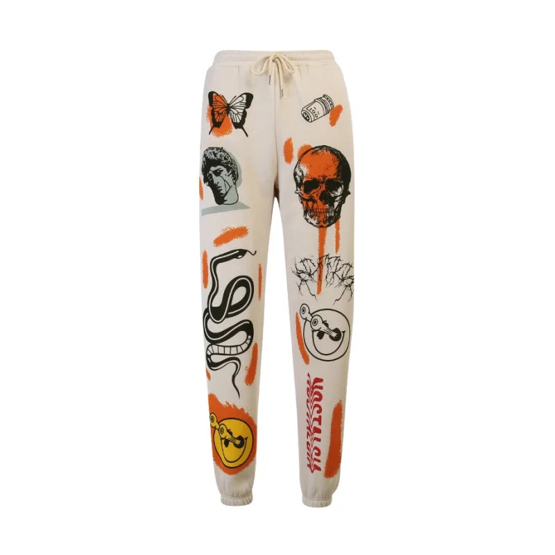 Women's Hippie Cartoon Print Joggers