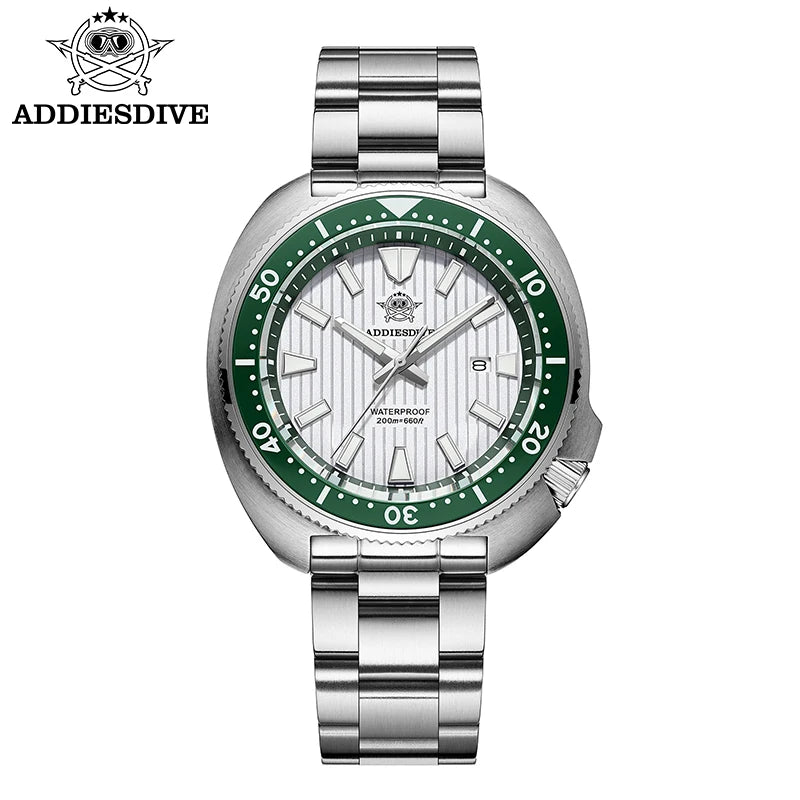 ADDIESDIVE New 200M Waterproof Quartz Watch Sapphire Crystal BGW9 Luminous Ceramic Bezel Stainless Steel Diving Watch AD2507