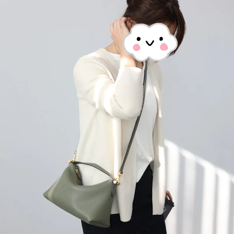 2024 Women Genuine Leather Luxury Handbags Small Size Versatile Cowhide Crossbody Bag Fashion Soft Messenger Purses