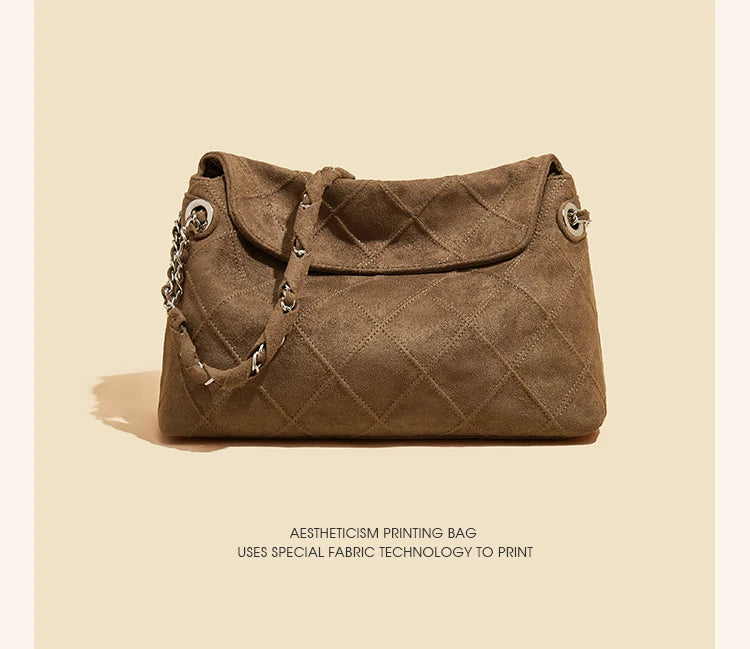 LAORENTOU Fabric Women's Strap Shoulder Bag Advanced Retro Underarm Large Capacity Fashion Quilted Handbag for Women Cossbody