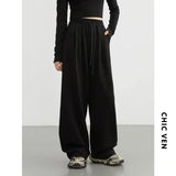 Women's High-Waisted Drawstring Wide-Leg Pants