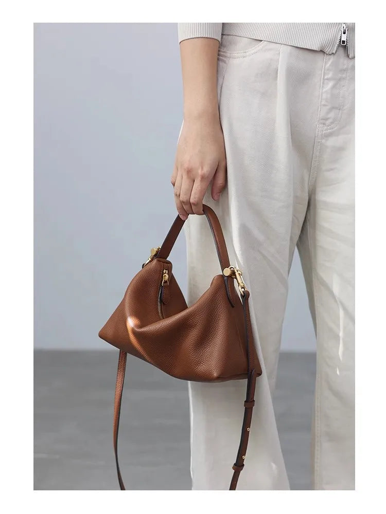 2024 Women Genuine Leather Luxury Handbags Small Size Versatile Cowhide Crossbody Bag Fashion Soft Messenger Purses