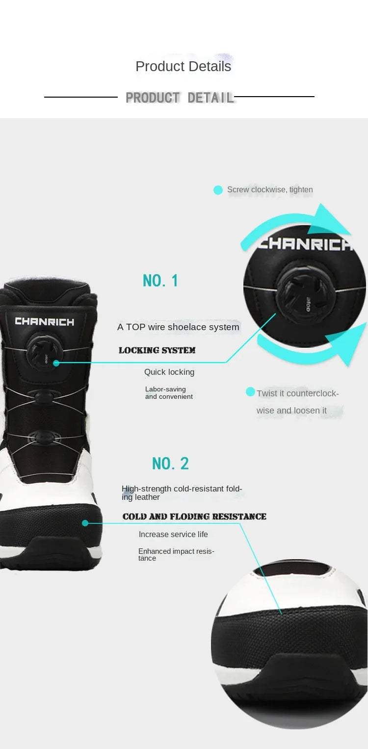 Adult Snowboarding Shoes Snow Boots Man Wire Buckle Models Fast Wear Ski Shoes Men Women Ski Equipment Warm Anti Ski Boots