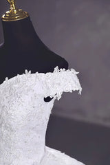 Pure White Wedding Dresses Elegant Boat Neck Ball Gown Simple Vestido De Noiva Plus Size Robe De Mariee