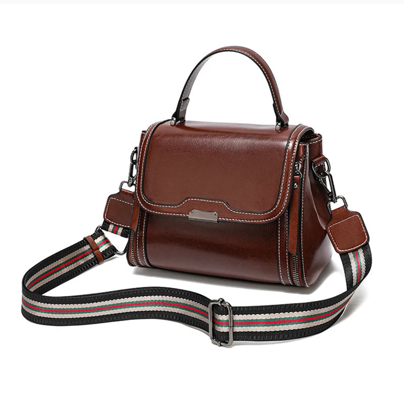 Cowhide Women's Tote Bag 2024 New Luxury Genuine Leather Shoulder Crossbody Bags High Quality Vintage Female Handbag 6241