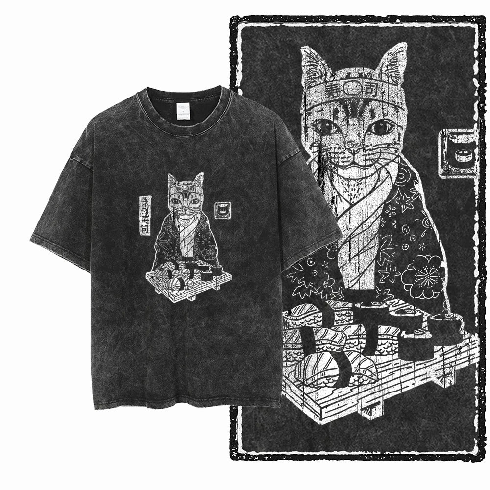 DB Cat Acid-Washed Graphic Tee