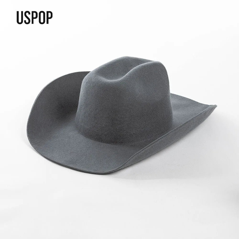 USPOP Wide Brim Wool Cowboy Hat – Unisex Felt Fedora
