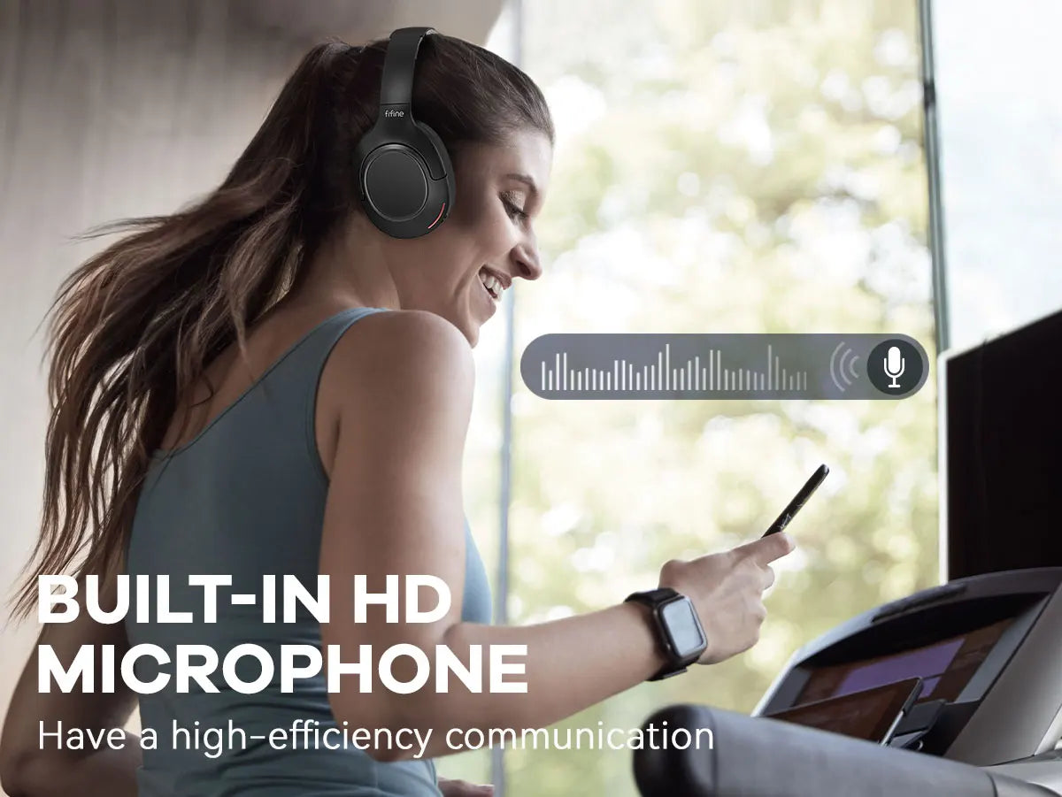FIFINE Bluetooth wireless headset,Noise Canceling Headphones with Transparency Mode,Deep Bass,Clear Calls,80H Playtime -X3
