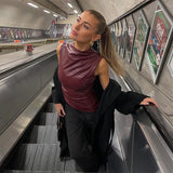 Y2K Vintage PU Leather Tank Top