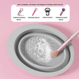 USA-Made Silicone Makeup Brush Cleaner Pad & Foldable Cleaning Bowl