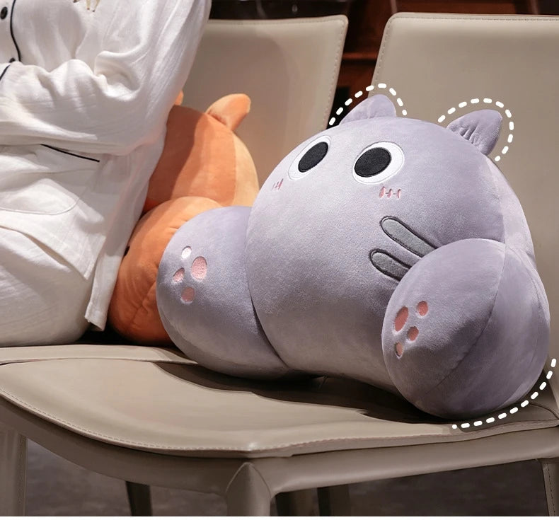 Thickened Cat Back Cushion Siamese Calico Cat Sofa Bed Chair Lumbar Support Cushion Comfortable Throw Pillow Home Decor Girl