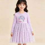 New Girls Dress Spring Autumn Kids Long Sleeve Princess Dress For Children Fashion Clothes Baby Birthday Party Clothing Unicorn