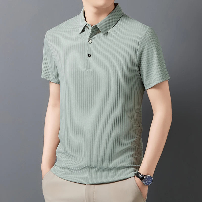Men's Striped Polo Shirt – Breathable Summer Style