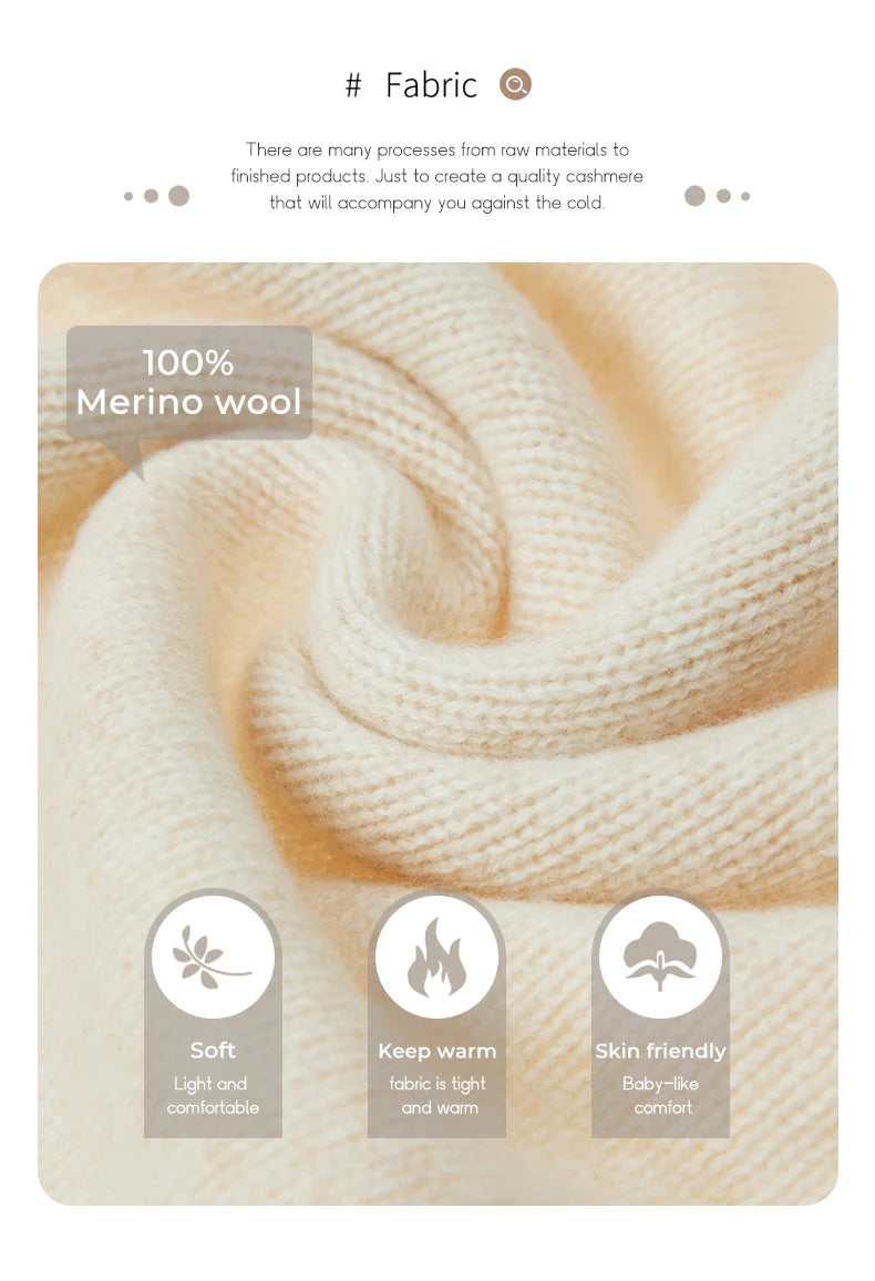 100% Merino Wool Long-Sleeve Midi Sweater Dress
