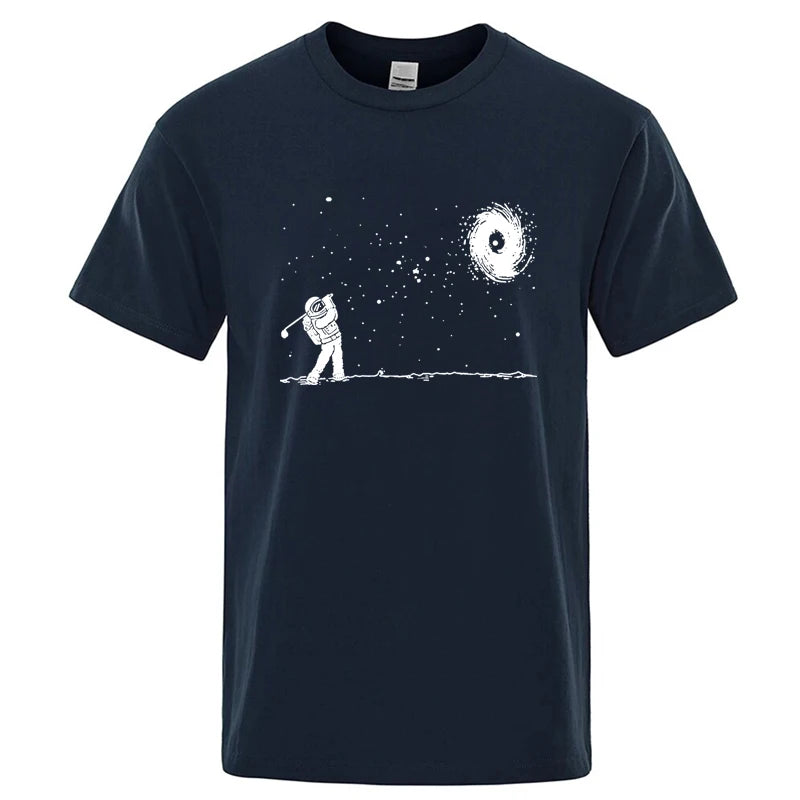 Men's High Quality Cotton Blend Funny Astronaut Print Summer T Shirt Loose O-neck Men Tshirt Short Sleeve T-shirt Male Tees Tops