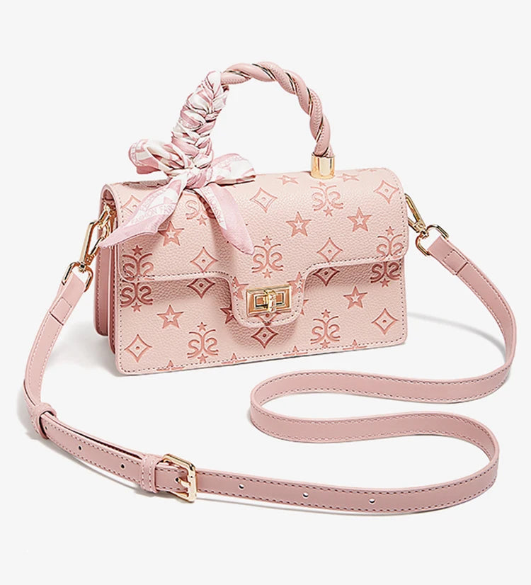FOXER Brand PVC Leather Pink Handbag Women's Shoulder Bag Chic Small Square Bag Fashion Female Crossbody Bag Ligth Luxury