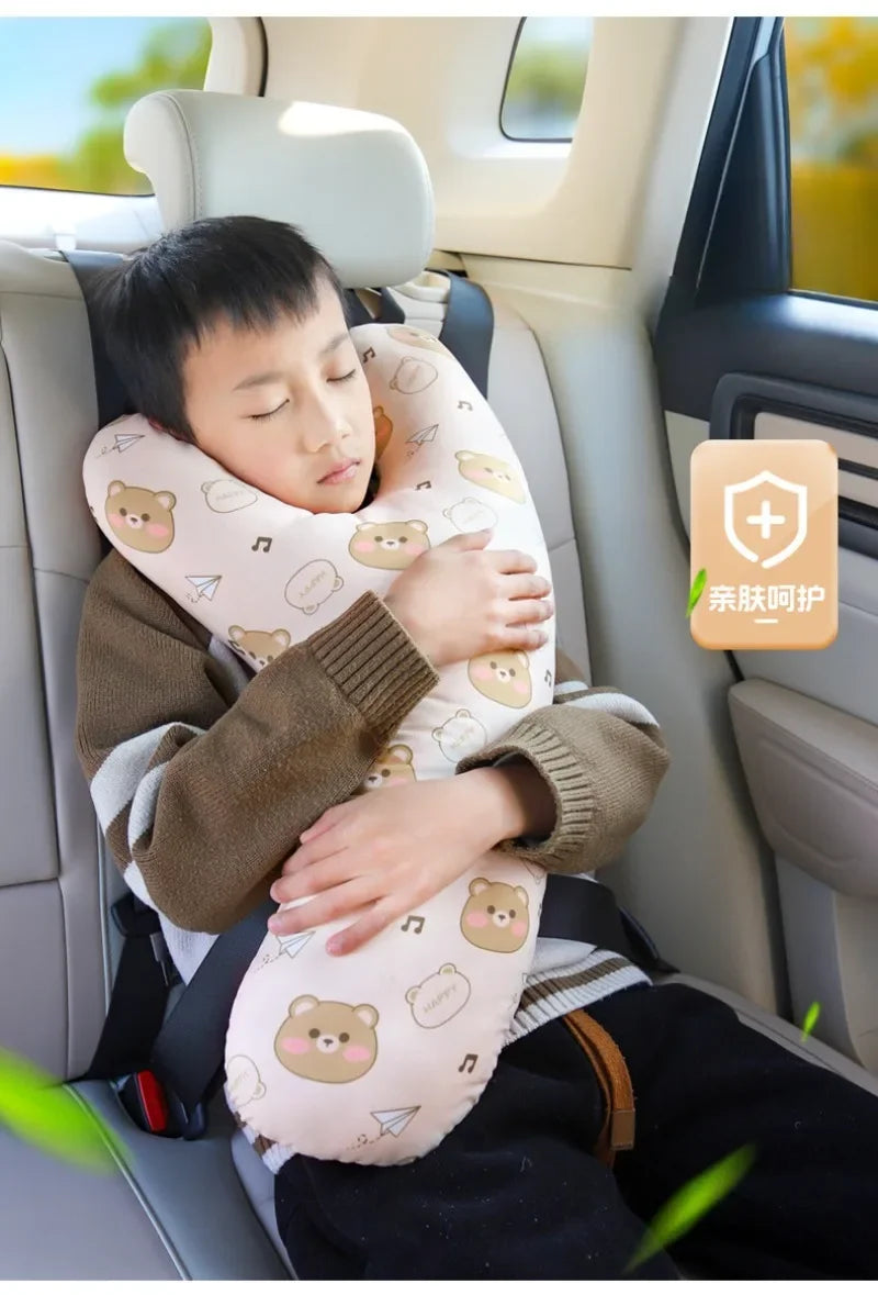 Cartoon Car Headrest & Y-Shaped Seat Belt Pillow