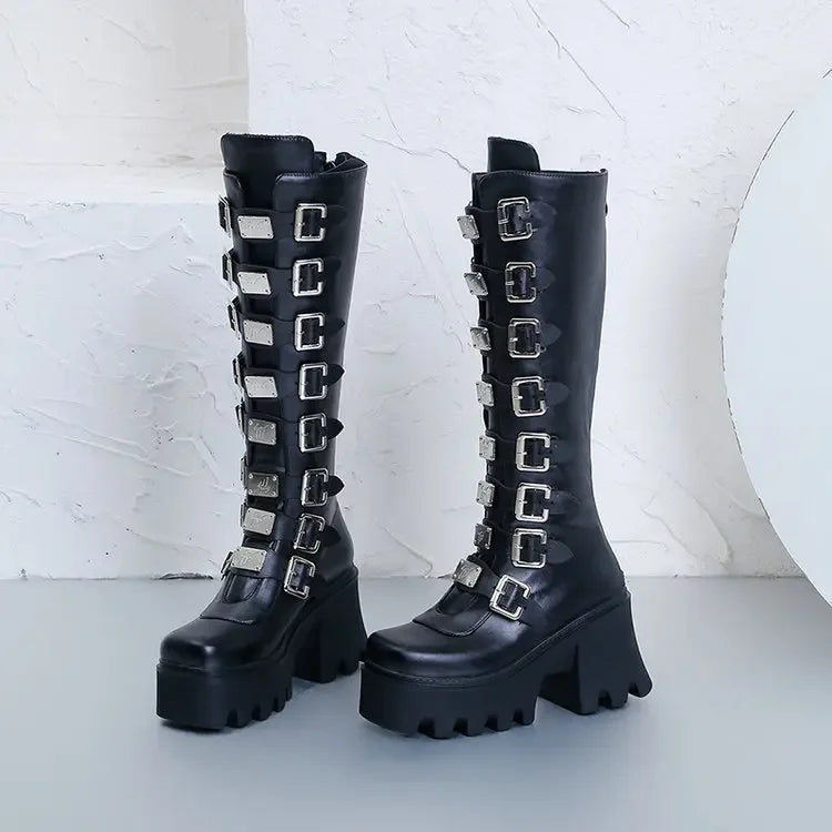 Gothic Platform Buckle Boots