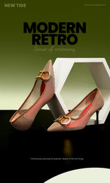 CHCH Women's High Heels 2025 Spring New Hollow Business Women's Shoes 7cm Red Evening Shoes