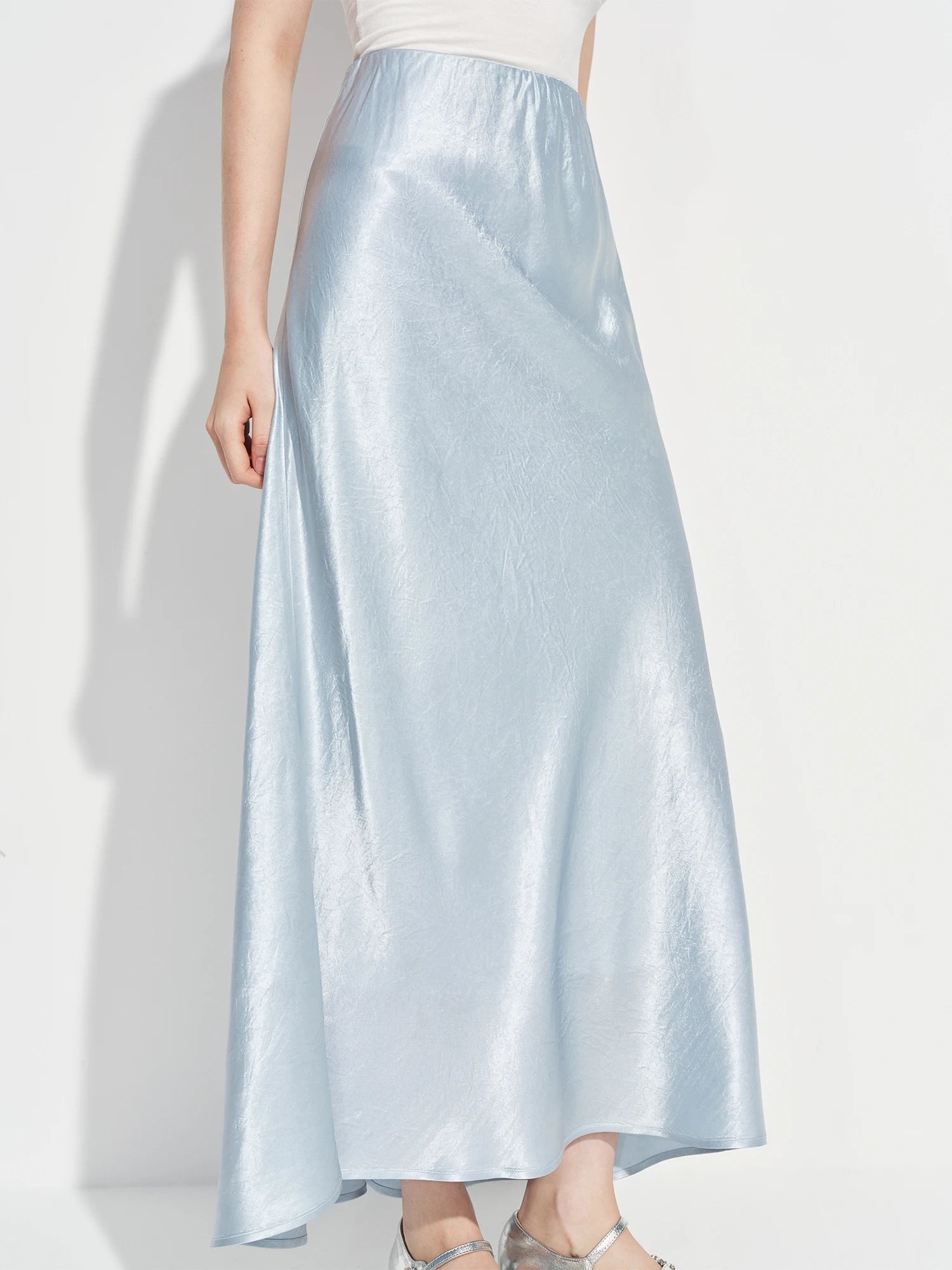 Acetate Trumpet Midi Skirt – Elegant Drape