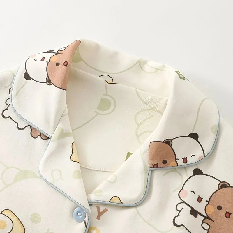 Bubu Dudu Unisex Flannel Pajama Set – Soft Cotton Sleepwear & Loungewear