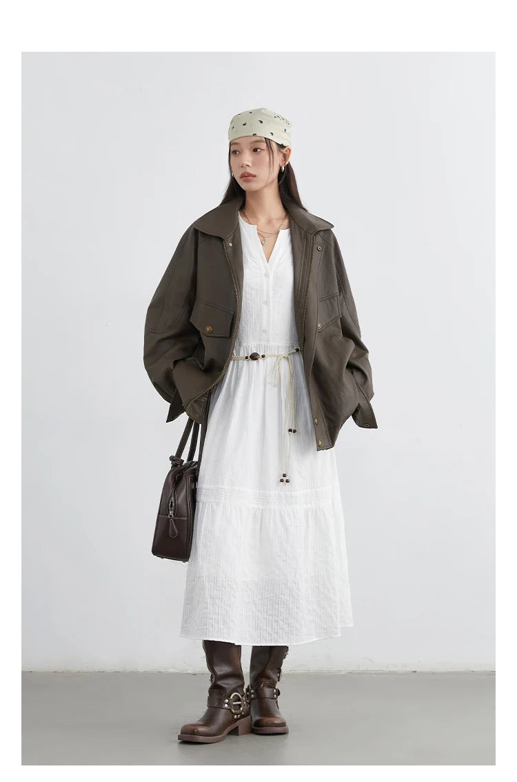 CHIC VEN Women Dress Sets A Line Long Sleeve Solid Loose Casual Female Long Dress with Knitted Vest Spring Autumn 2026