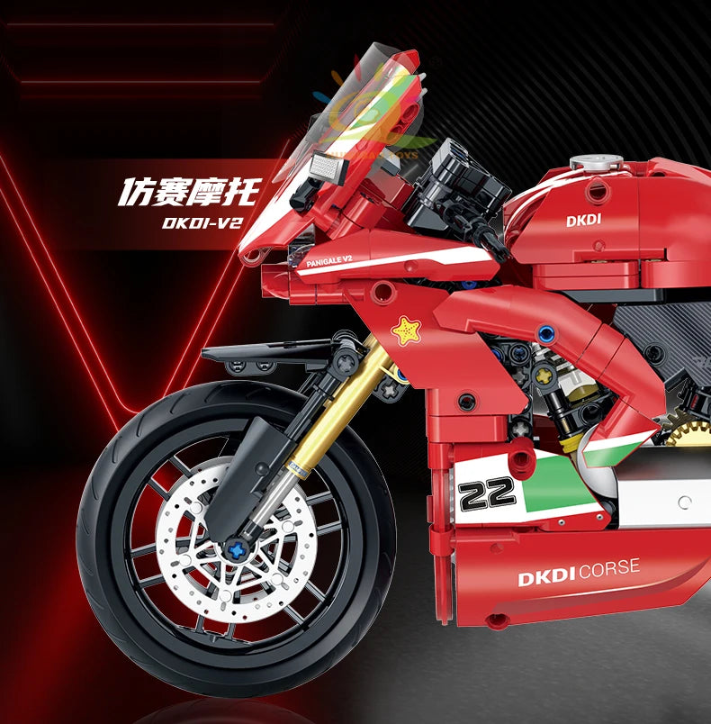 HUIQIBAO 1:8 Classic Motorbike Building Blocks High-tech Model Moto City Racer Bricks Toy for Kid Boy Children Adult MOC Car Set