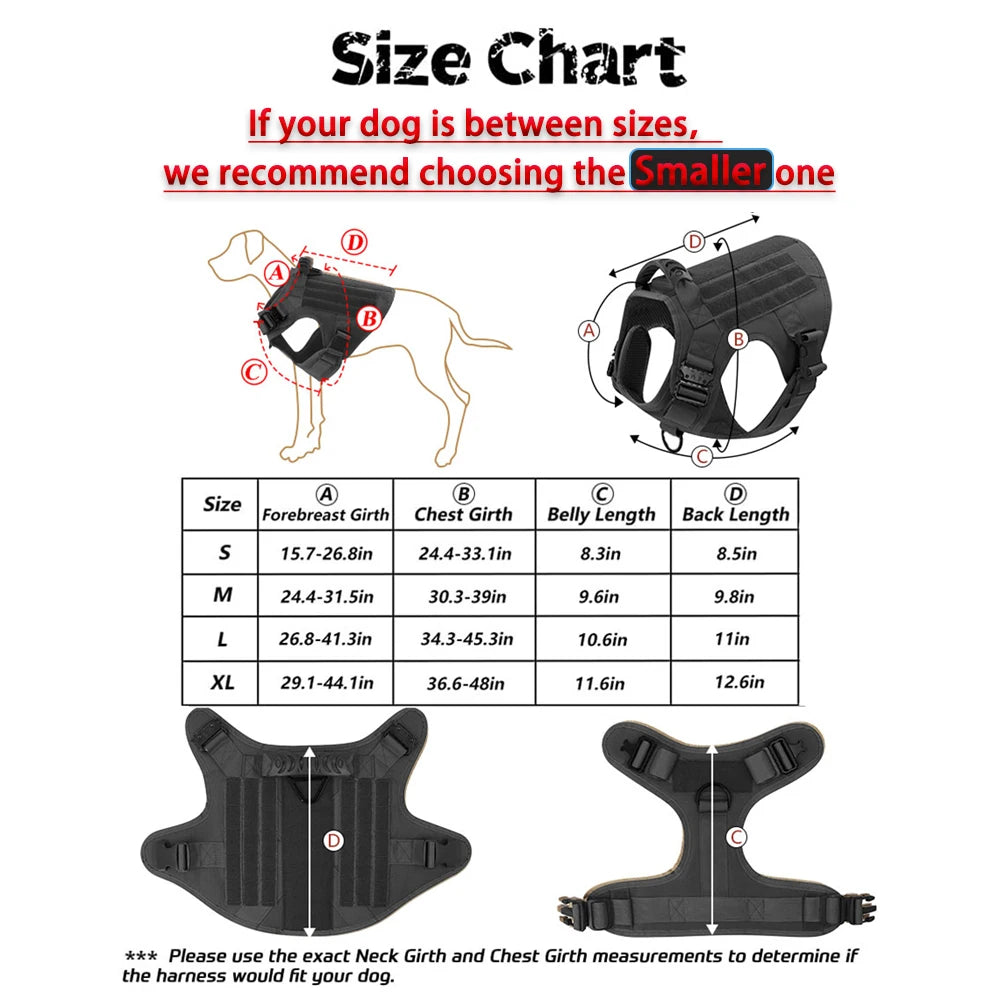 Tactical Dog Harness Set – Collar, Leash & MOLLE Pouches