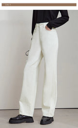 AMII Minimalist 2025 Autumn New Arrival Pants Minimalism Retro Casual Office Lady Pure Cotton Jeans Women Denim Trouser 12543141