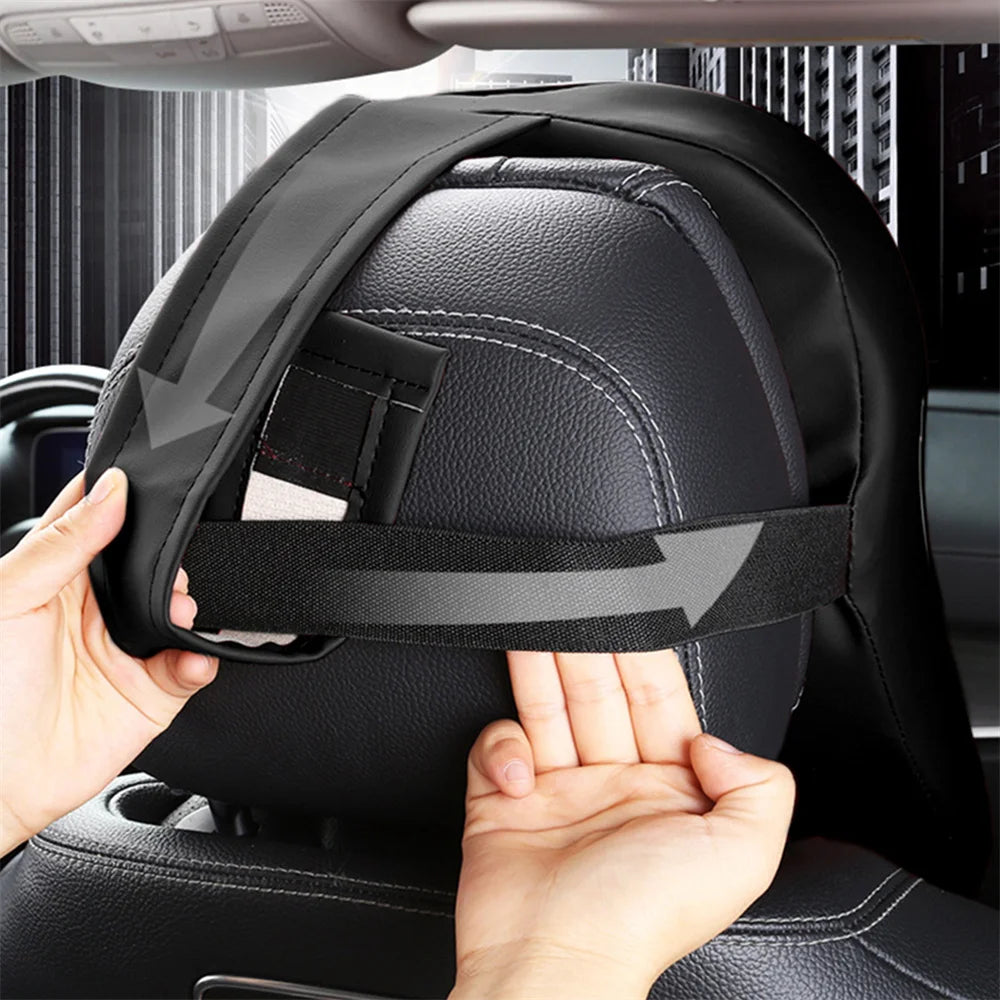 3D Nappa PU Leather Headrest Memory Foam Rest Pillow Headrest Car Neck Pillow Support for Car Pain Relief Travel Neck Support