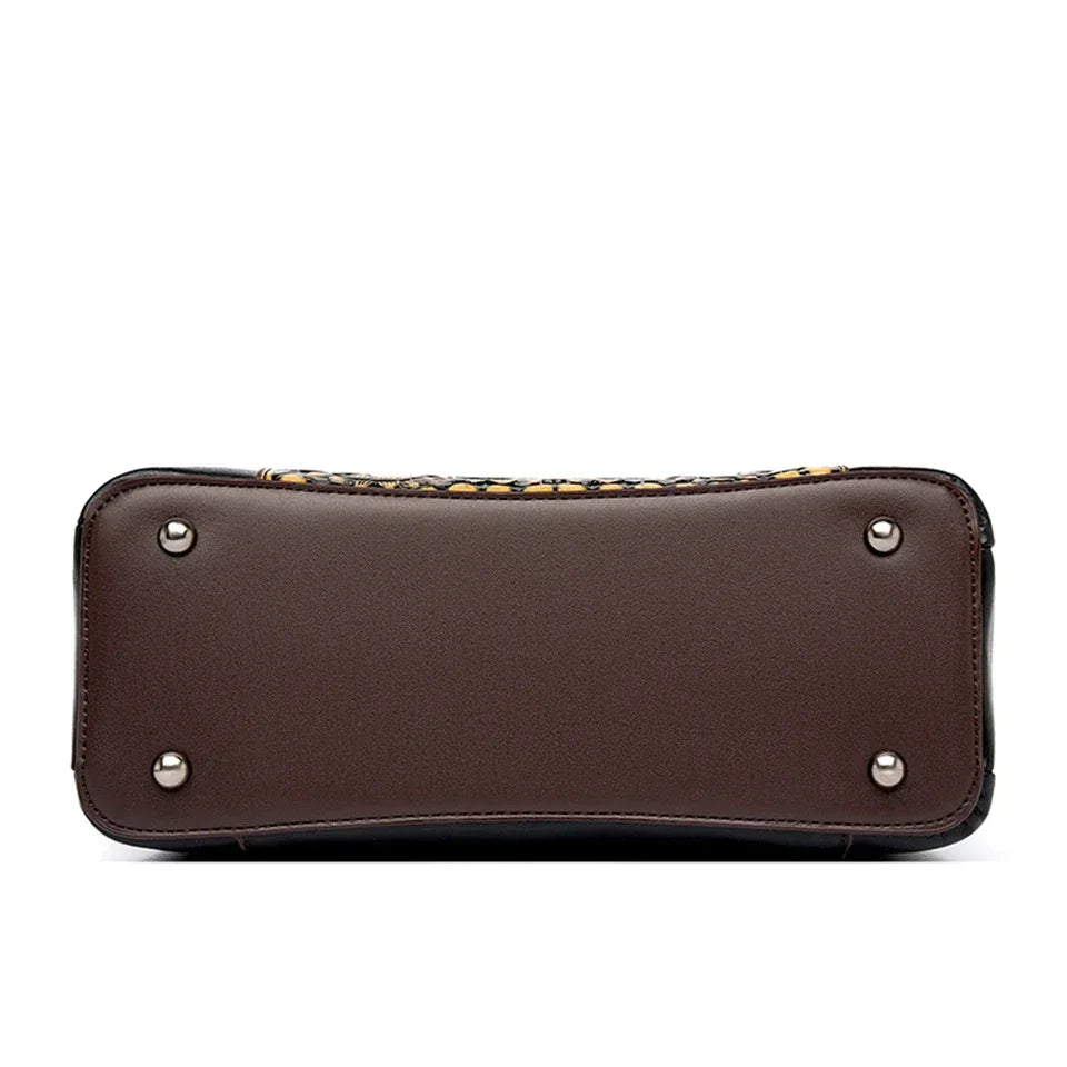 New Vintage Embossed Handmade Handbag For Women Versatile PU Leather Shoulder Bag 3 Layers Large Capacity Crossbody Bags Female