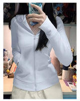 Streetwear Black Hoodie Coat 2025 Women's Clothing Hooded Zipper Slim Fit Y2k Jackets Casual Fashion Sweatshirts Tops Ropa Mujer