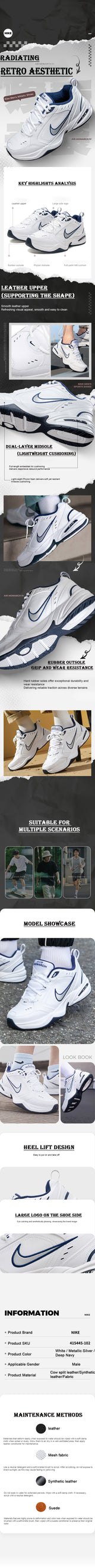 Nike Men's Shoes Air Monarch Iv Lightweight Casual Sports Shoes Breathable Cushioning Running Shoes