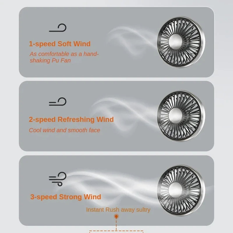 360° Dual Head Car Seat Fan with LED & 3-Speed Control