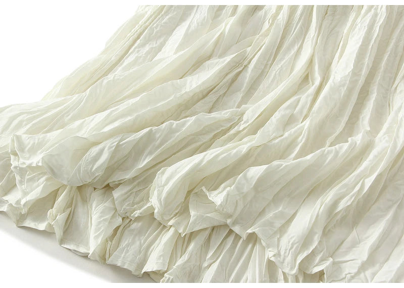 Women's Pleated Maxi Skirt – Elegant A-Line Beach Style