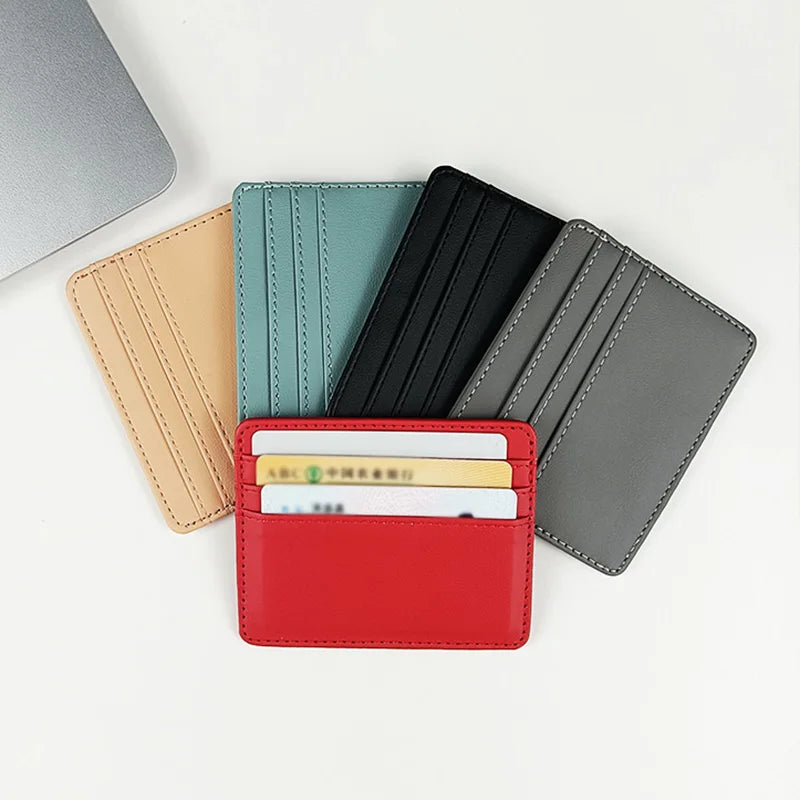 1Pc Pu Leather ID Card Holder Candy Color Bank Credit Card Box Multi Slot Slim Wallet for Women Men Business Card Cover