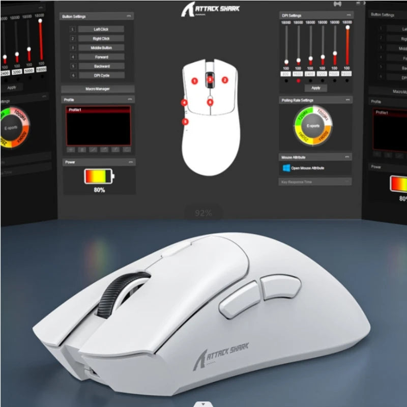 Lightweight ATTACK SHARK R1 Wireless Gaming Mouse Tri Mode 2.4G Bluetooth Wired RGB Ergonomic Programmable Mice For Laptop PC