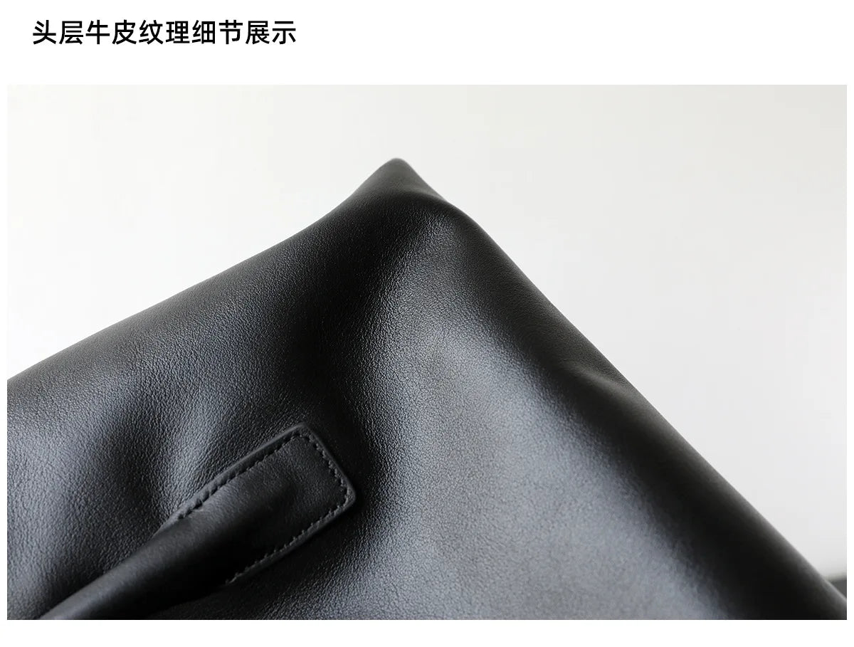 Motingsome Luxury Niche First-layer Cowhide Tote Bag Woman Large Capacity Shoulder Underarm Bag Casual Tote Big Handbag 2025 New